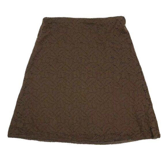 Apt 9 Skirt Womens Size PM Petite Medium Solid All Brown Lace Overlay A Line - Picture 5 of 5